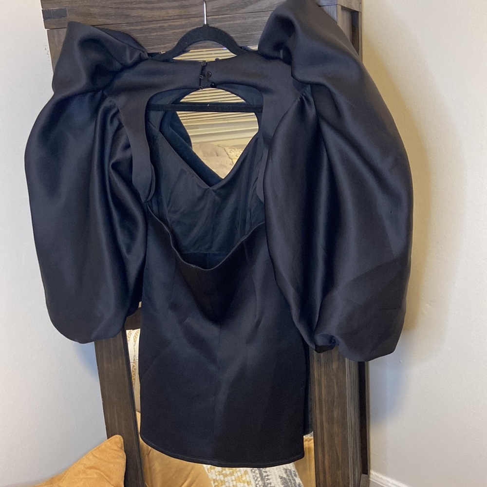 Size 10 Black Puffer Sleeve Fitted Dress ASOS Design - Picture 3 of 6